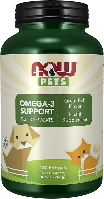 NOW Pet Health, Omega 3 Supplement, Formulated for Cats & Dogs, 180 Softgels