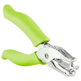 Single Hole Punch Metal Green, 1/4 Hole Puncher with Soft Grip Handles for Paper and Crafts Round Circle Shape, for Kids and Adults, Also Available in Purple, Pink, Red, Blue, Grey, 1 Pc by Enday