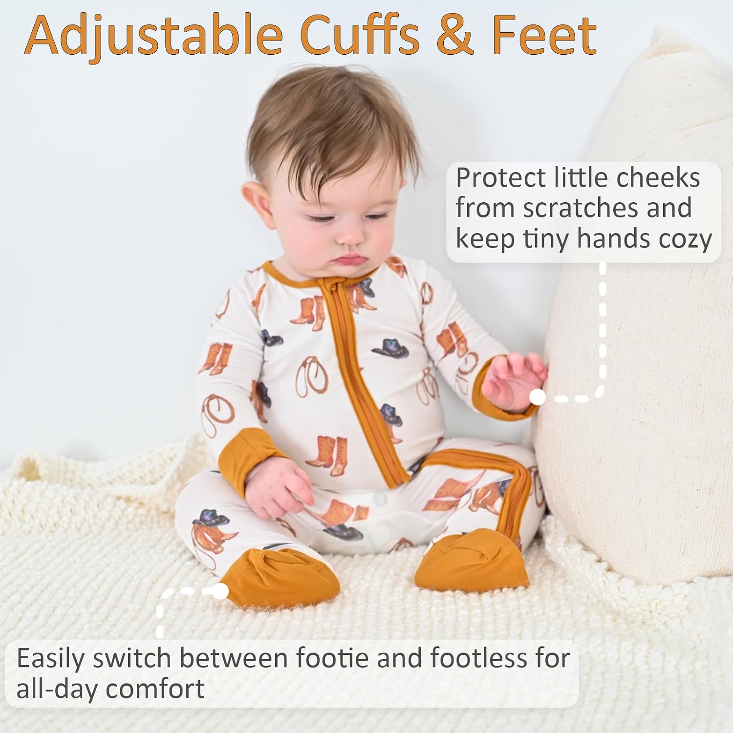 LollyBanks Baby Pajamas, Long Sleeve Baby Romper with 2-Way Zipper, 95% Viscose from Bamboo and 5% Spandex, Infant Sleepers