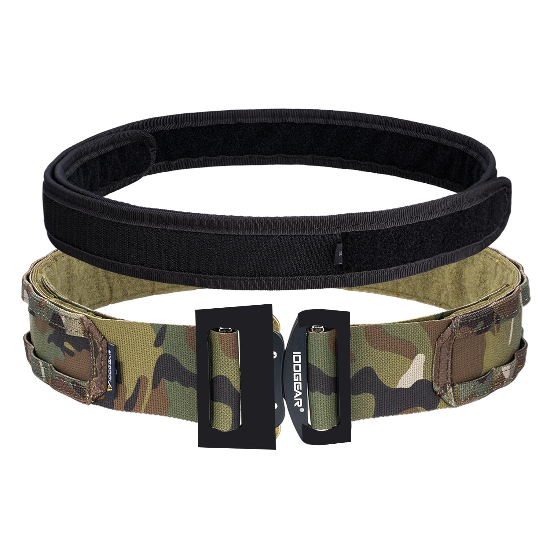 IDOGEAR 2" Cinturón Táctico Hombres Cinturón de Estilo Militar Capa MOLLE Cinturón de alta resistencia con 1.75" Juego de cinturón interior
