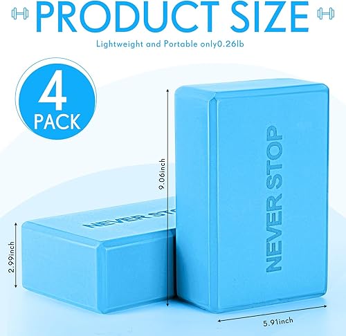 Miniatura 2 de Paquete de 4 bloques de yoga antideslizantes para pilates, bloques de espuma de ladrillo para pilates, danza, gimnasia, entrenamiento, fitness,