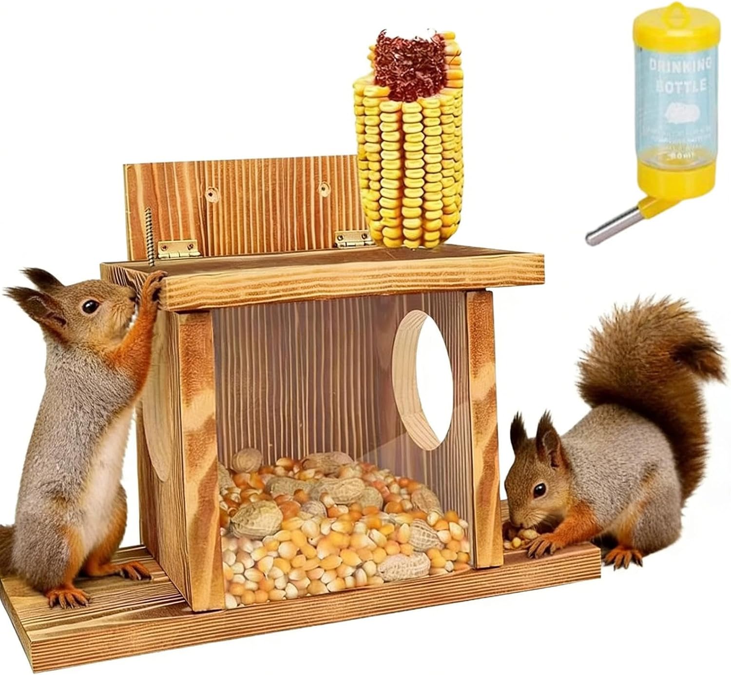Squirrel Feeders for Outside - Weatherproof House Garden Decor,Squirrel Water Feeder Picnic House | for Nuts Chipmunk Garden Yard Balcony Tree Picnic Feeding Nesting