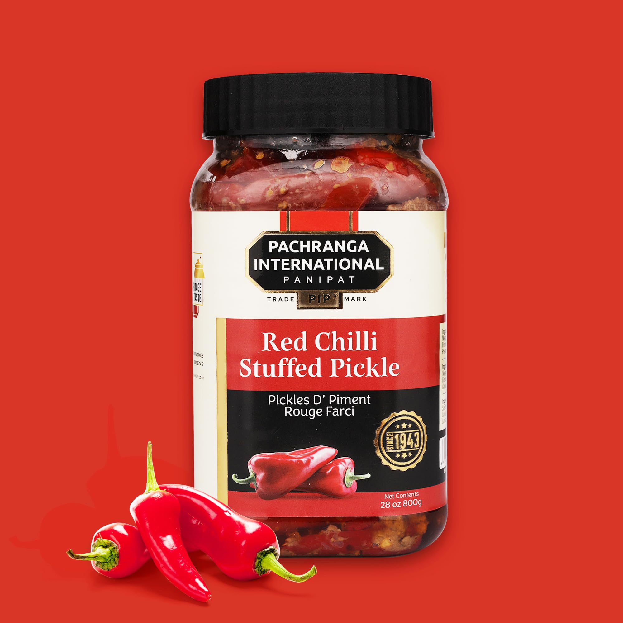 Pachranga's Red Chilli Stuffed Pickle: 800gm | Pachranga International Inc.| Laal Mirch ka Bharwan Achaar | Traditional Recipe | Mildly Spicy | Organically Sourced 1