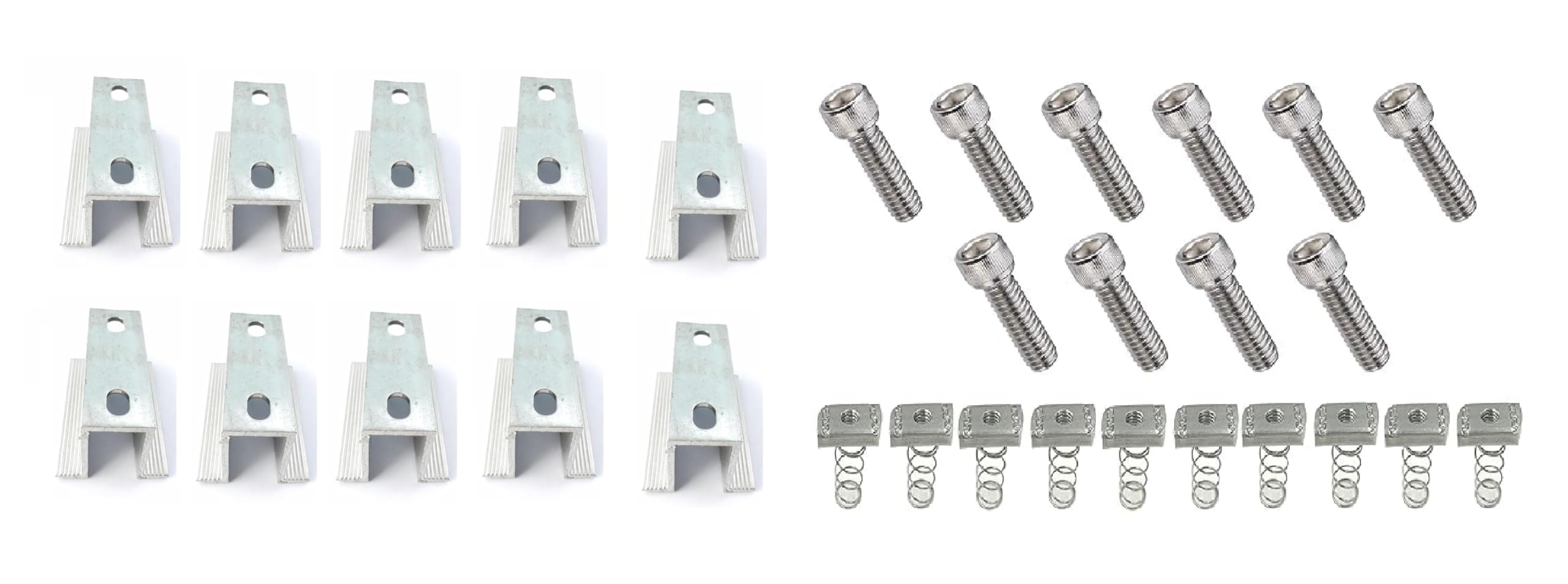 MOREL Spring NUT 32MM & Allen Bolts with 35 × 75 MM Double Hole MID Clip for Solar Panel MOUNTING Aluminium Center CLAMP for Rail Structure|10 PCS Each|-image-14