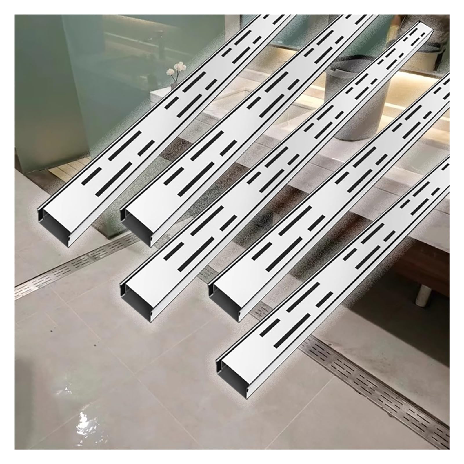 Kit de drainage extérieur avec grille métallique en acier inox durable
