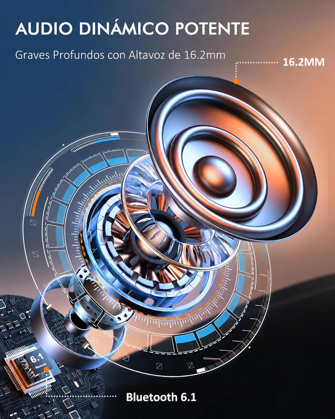 Paekole 2026 Auriculares Inalámbricos Deportivos, Auriculares Bluetooth 6.1 con Gancho, 120H Reproducción Pantalla LED, IPX7 Impermeable, 4 Micrófonos ENC Cancelación de Ruido Cascos Running