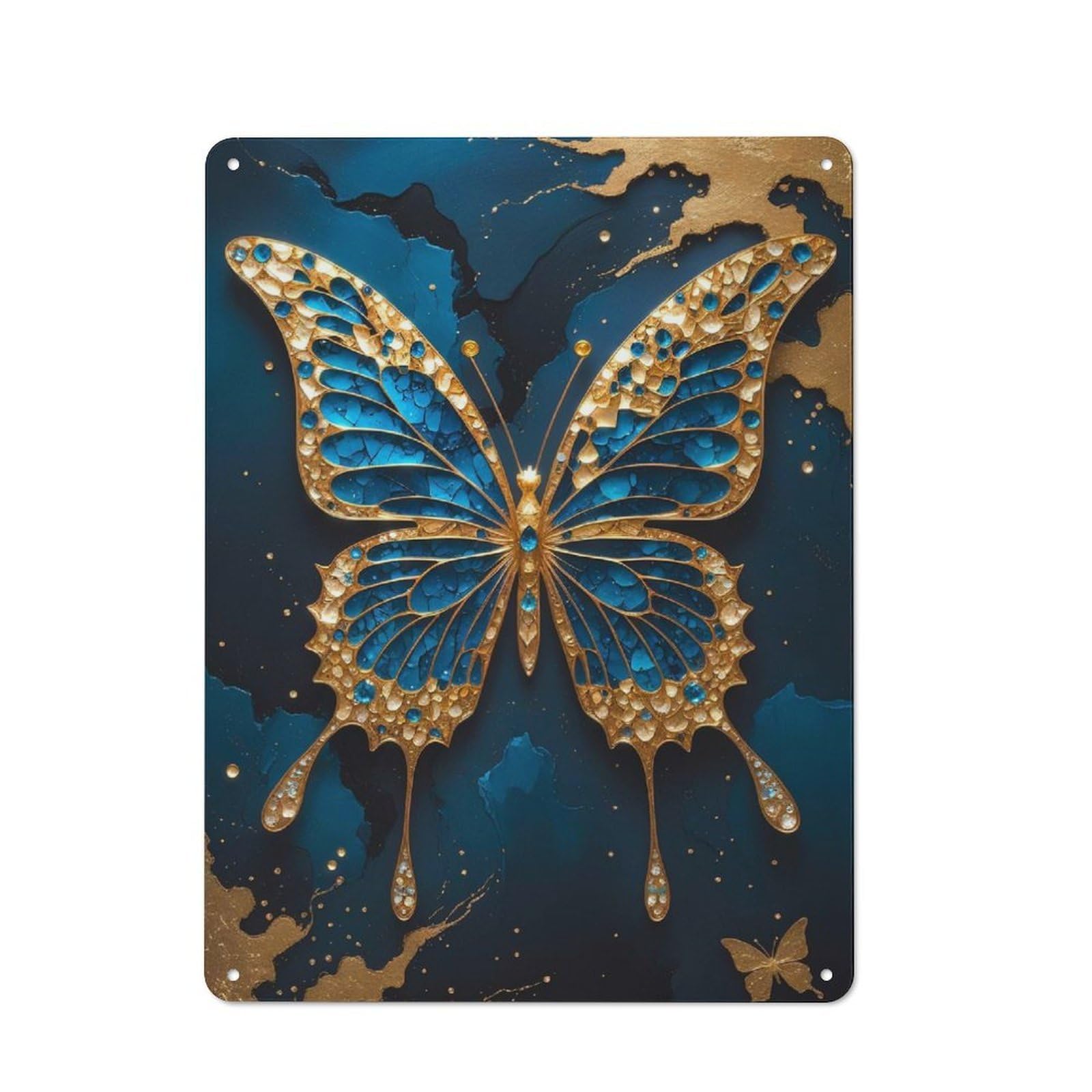 Junmoney Butterfly Kintsugi Art Rustic Metal Sign 40X30cm For Man Cave Or Games Room, For Vintage Wall Decor Fans, For Garage And Workshop Walls
