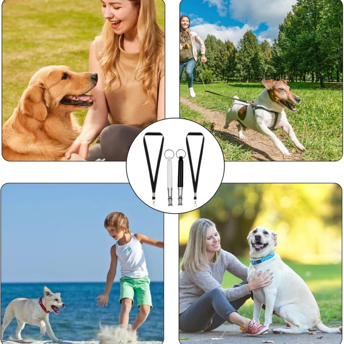 Sifflet à Ultrasons pour Chien Silencieux,2 Pièces Sifflet Anti Aboiement Haute Fréquence Réglable,pour Le Dressage et Le Rappel,avec Lanière,Outil d'Éducation Canine Sifflets de Rappel
