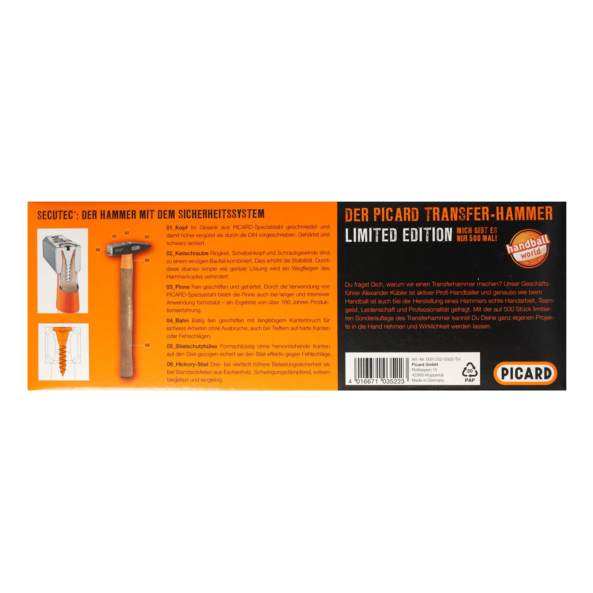 Picard Schlosserhammer SecuTec 300g DIN 1041 | Transfer-Hammer Limited Edition - Handball World