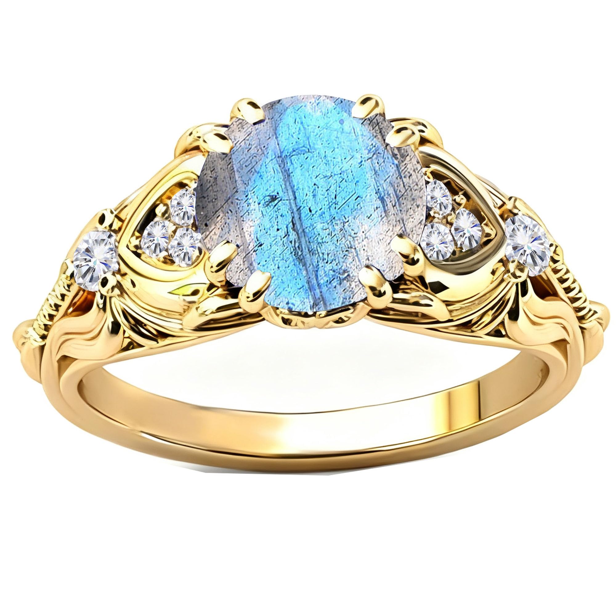 Gemstone Vintage Rings for Women s925 Sterling Silver Round Cut 1.0 Carat Gemstone with Moissanite Promise Engagement Anniversary Ring for Her