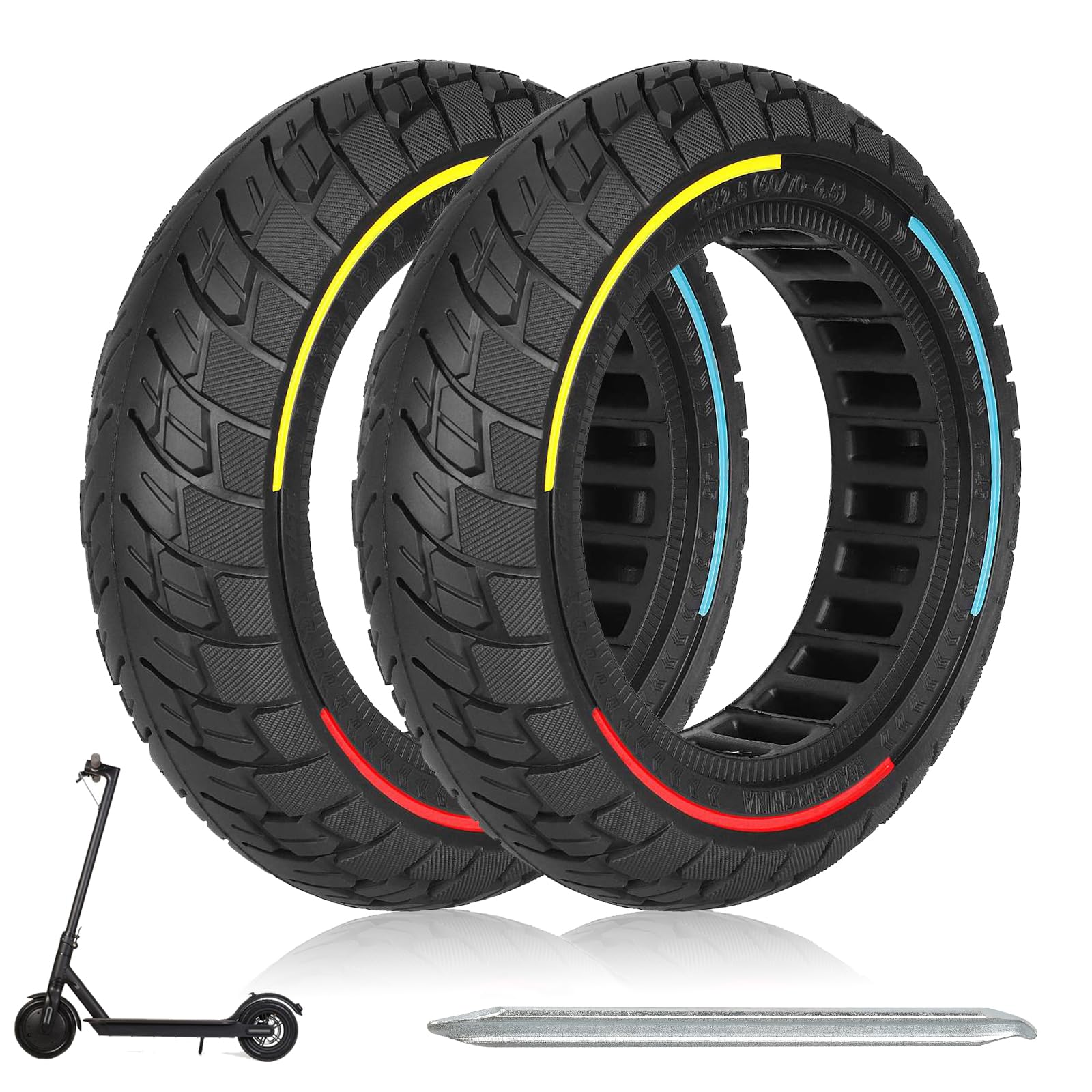 10×2.5 Ruote Monopattino Elettrico，10 Pollici Pneumatico Monopattino Elettrico per Ninebot G30 G30 Max，60/70-6.5 Pneumatico di Ricambio Antiscivolo e Antiforatura per Ruote Monopattino-2PCS