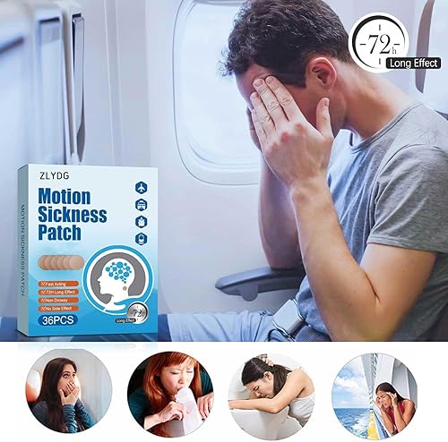 Miniatura 4 de ZLYDG Parche para mareo por movimiento, 36 piezas de parche para mareo para crucero, alivia los vómitos, mareos resultantes del viaje de