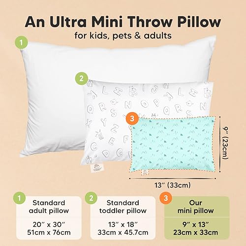 Miniatura 2 de Mini almohada para niños pequeños con funda de almohada, 9 x 13 pulgadas, mini almohada My Little Dreamy, almohadas orgánicas para dormir, almohada