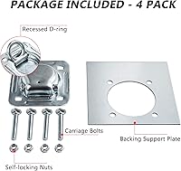 Vista 2 de Lonffery Paquete de 4 anclajes de amarre de anillo en D empotrados (capacidad de 6,000 libras), kit resistente para remolque o entregas