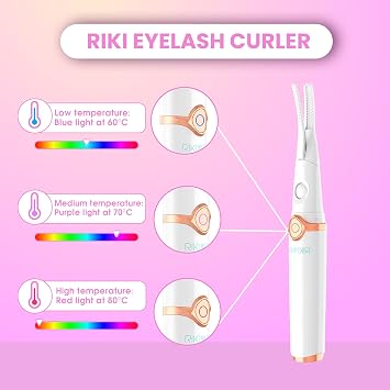 Riki Heated Lash Curler Adjustable Temperature Electric Lash Styler with USB Charging | Long-Lasting Curling Tool for Women
