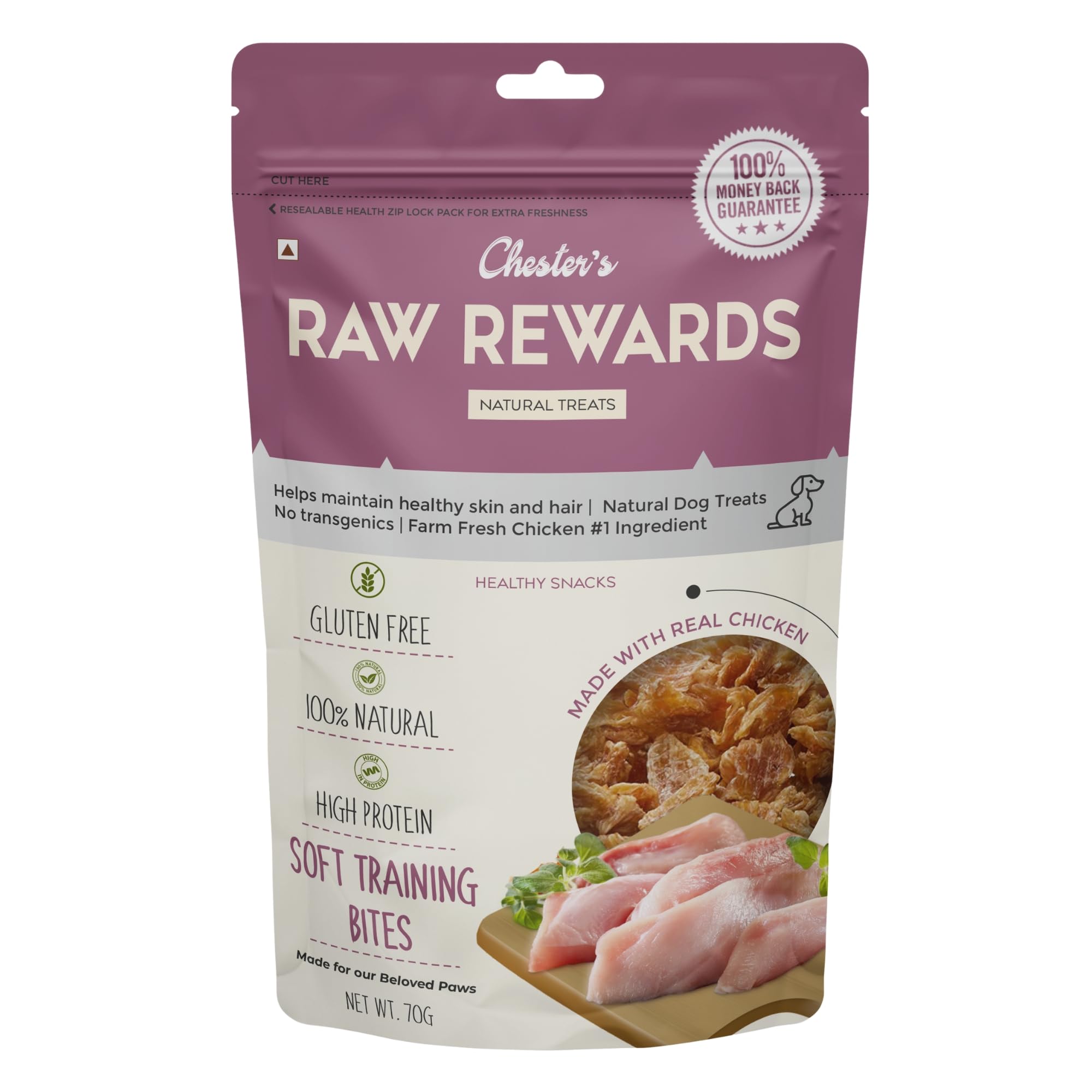 CHESTER'S Raw Rewards Soft Traning Bites Dog Treats, High Protein Chewy Snacks, Natural Training Rewards, Healthy Tasty Treats for Puppies and Adult Dogs