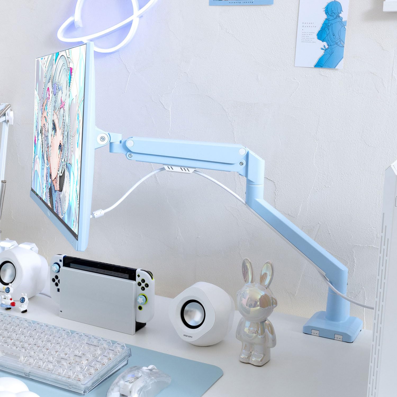 Pixio PS1S Wave Pastel Blue モニターアーム Pixio PS1S Wave Pastel Blue モニターアーム シングル