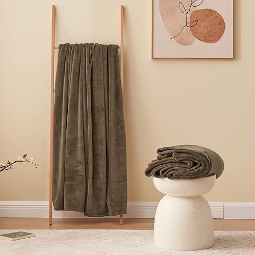 Miniatura 8 de RUIKASI Manta de forro polar individual  Manta de franela mullida de felpa marrón para cama de tamaño individual, manta súper suave y cálida para