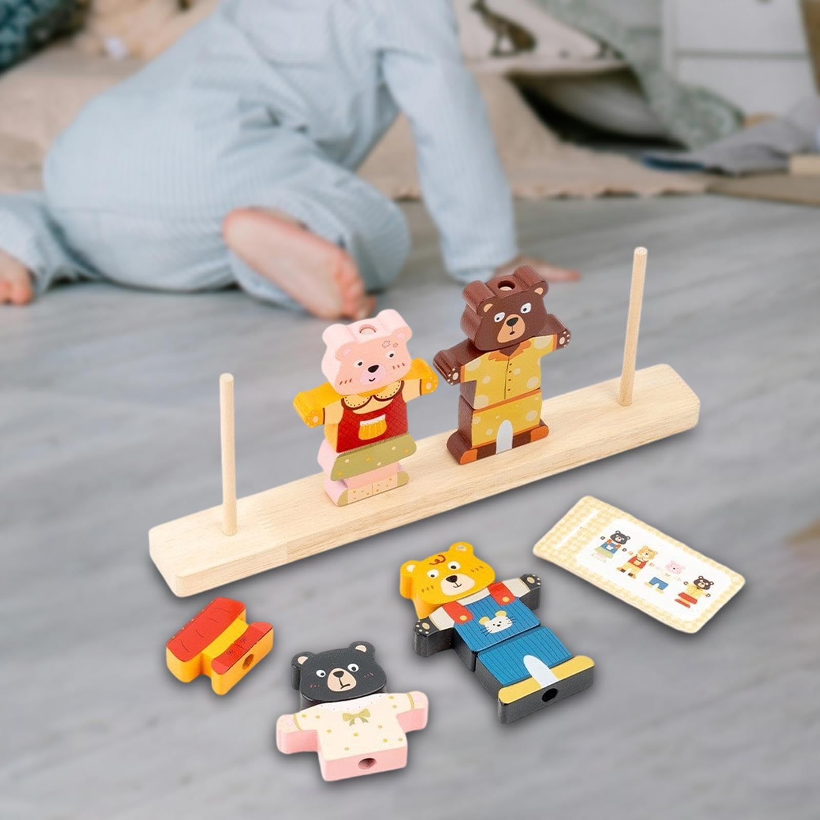 Gioco di Abbinamento di Abiti per Bambini, Perline di Legno, Set di Sequenze.