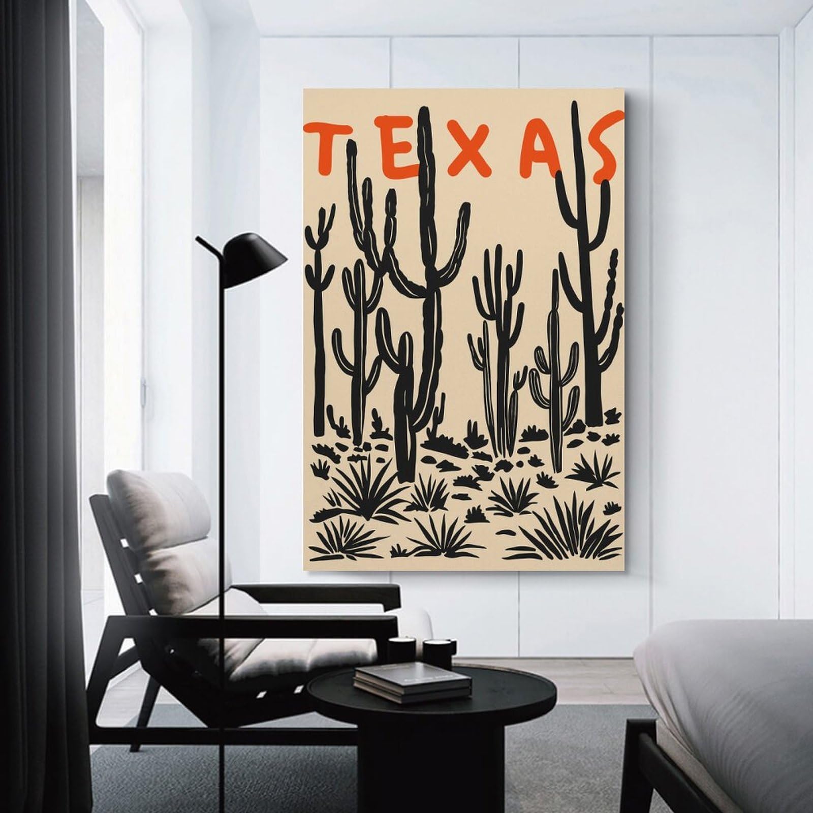 Junmoney Texas Desert Landscape with Cacti Home Decor Wall Art 24x36inch(60x90cm), for Restful Interiors, Bedrooms Or Small Rooms, A Warm Accent for Relaxed Interiors