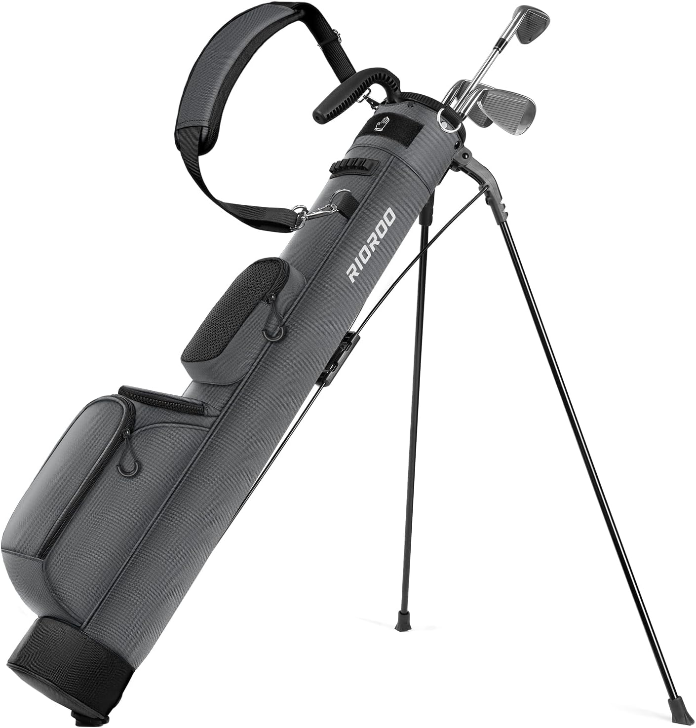 Golf Stand Bag, Lightweight Par 3 Golf Bag Holds Up to 7 Clubs with Two Way Dividers Cooler Pocket Shoulder Strap and Multiple Storage Pockets for Men and Women Grey