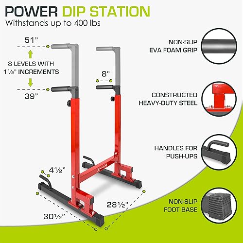 Miniatura 9 de ProSource - Soporte para Dip Station, barra de presión de cuerpo resistente para trampas, dominadas, empujaduras, ajuste en L