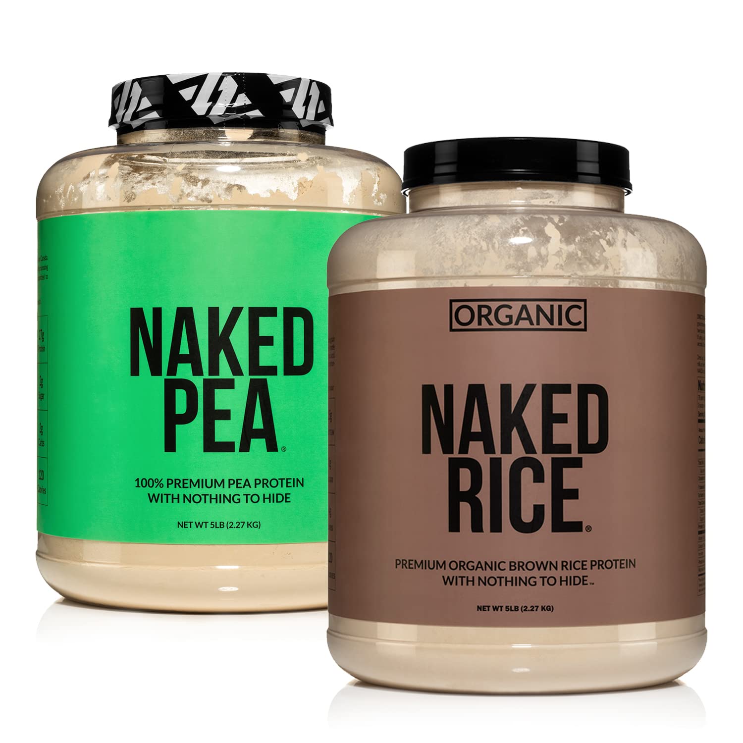 NAKED Vegan Protein Bundle: 5LB Unflavored Pea and 5LB Organic Rice
