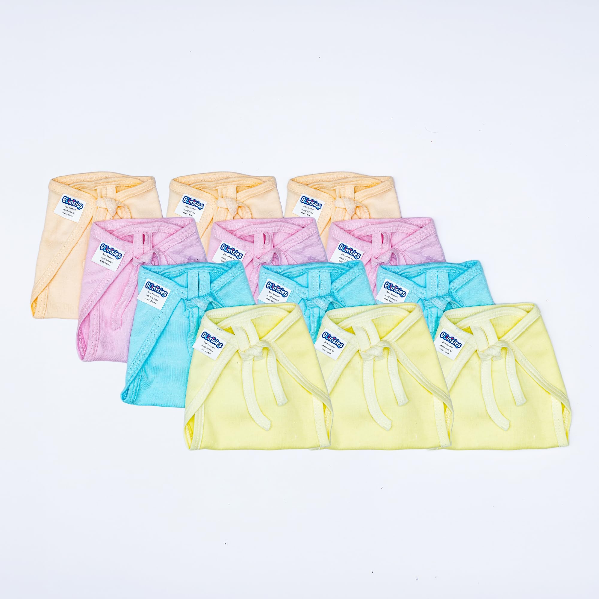 Bumsies Tie up Nappy For Babies, Reusable, Washable Soft Muslin Cotton Nappy/Langot for New Born Baby | Gentle on Baby Skin, Pack of 12 | Helps in Potty Training | Small, Dyd, Plain-image-45