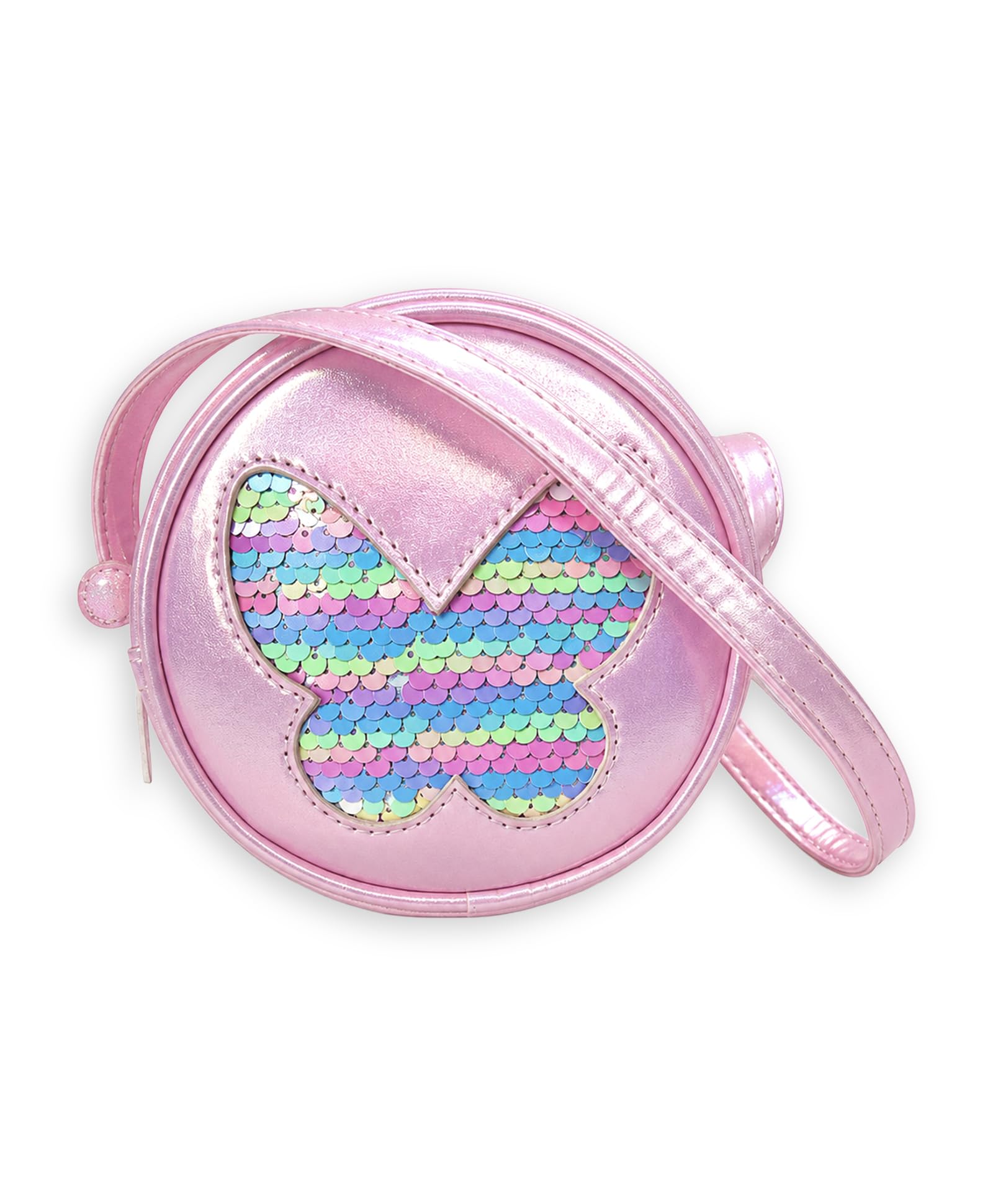 Butterfly Design Sequin Design Sling Bag for Baby Girls- Pink-image-8