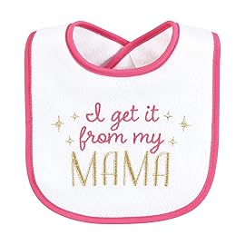 Hudson Baby Infant Girl Cotton Terry Drooler Bibs with Fiber Filling, My Mama, One Size
