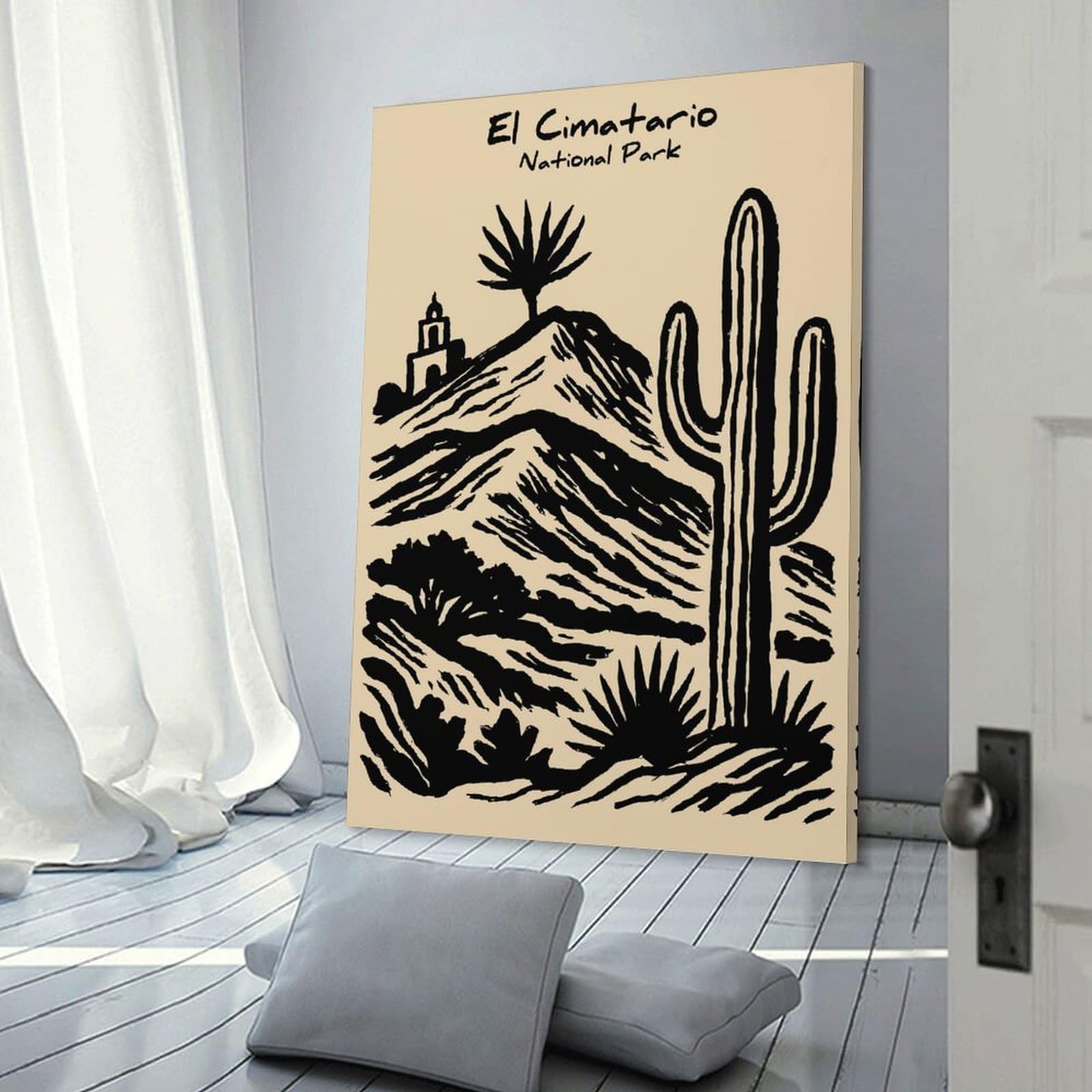 Junmoney Decorative Canvas Print El Cimatarrio National Park Illustration, 12x18inch(30x45cm), for Office, Study Or Home Workspace, Decorative Artwork for Productive Spaces