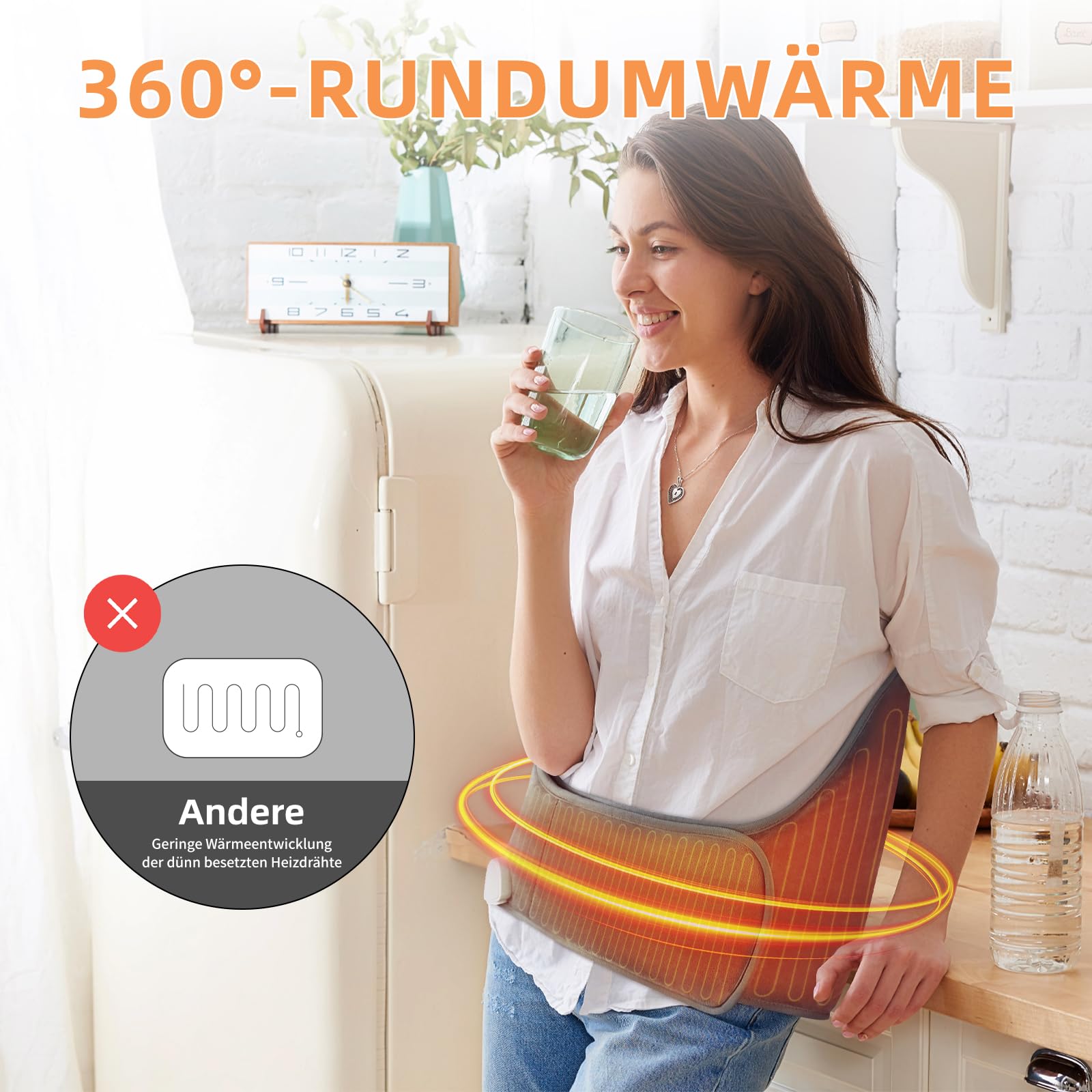 Heizkissen mit Abschaltautomatik, Allround Heizgürtel Elektrische Wärmekissen mit Abschaltautomatik 6 Temperaturstufen für Rücken Nacken Schulter Bauch Maschinenwaschbar
