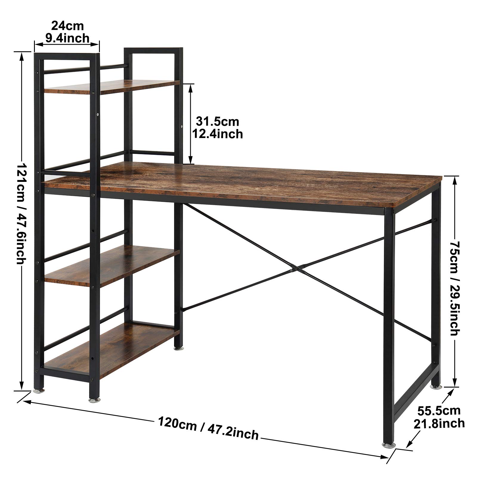 Buy Computer Desk 47Inch, Wooden Home Office Table with 4 Tier DIY