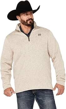 Cinch Men's 1/4 Zip Sweater - Stone (Medium) at Amazon Men's