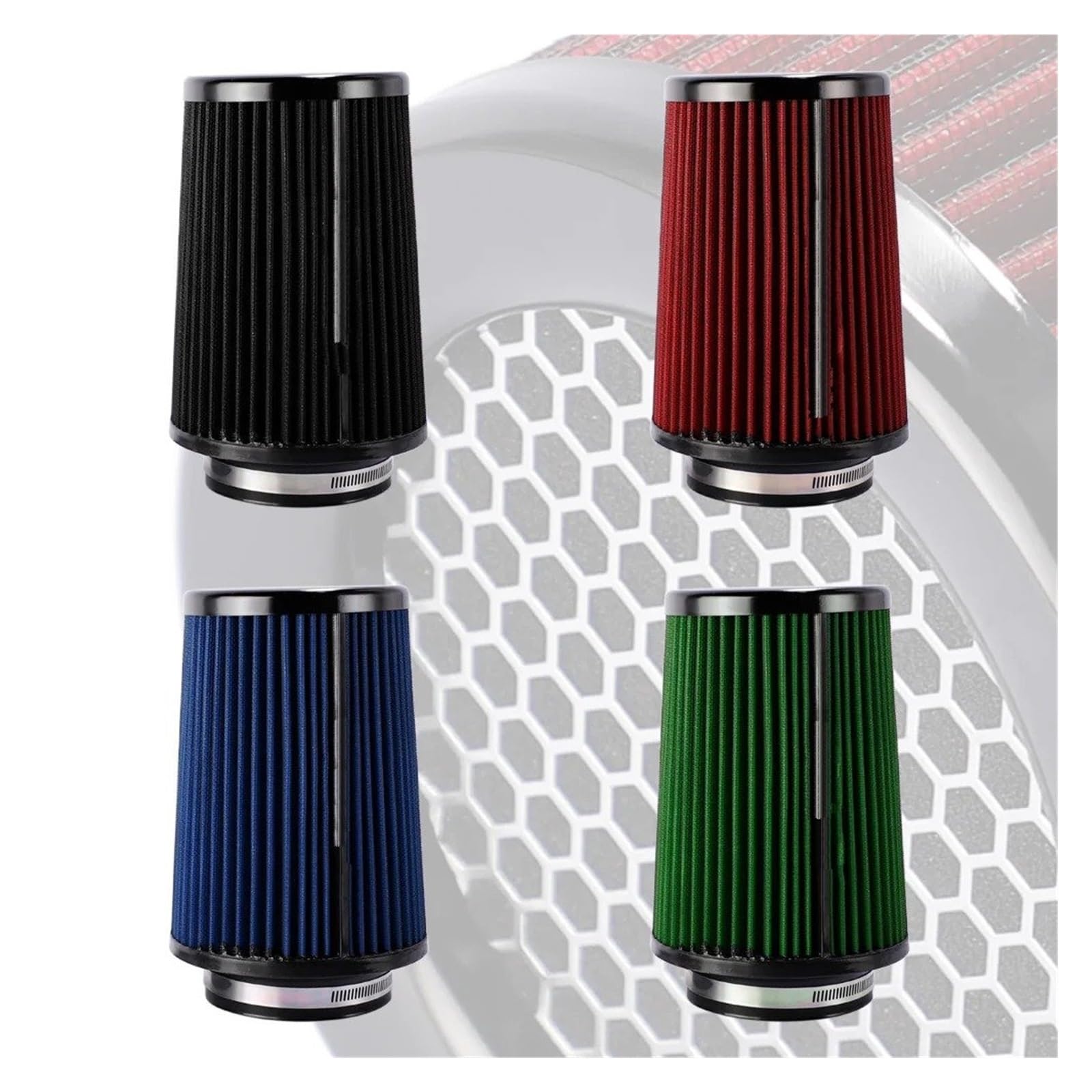 Ansaugschlauch Universal-Auto-Luftfilter Für Rennwagen 76 Mm/89 Mm/101 Mm 2,5 Zoll 3 Zoll 3,5 Zoll High Flow Cold Cone Lufteinlassfilter Luftansaugschlauch(Schwarz)