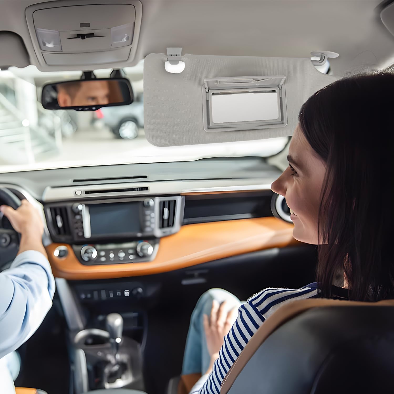 Pair of Left and Right Sun Visor with Holders for Chevrolet Sonic 2012-2020, for Spark 2011-2022 Interior Sunshade Replacement