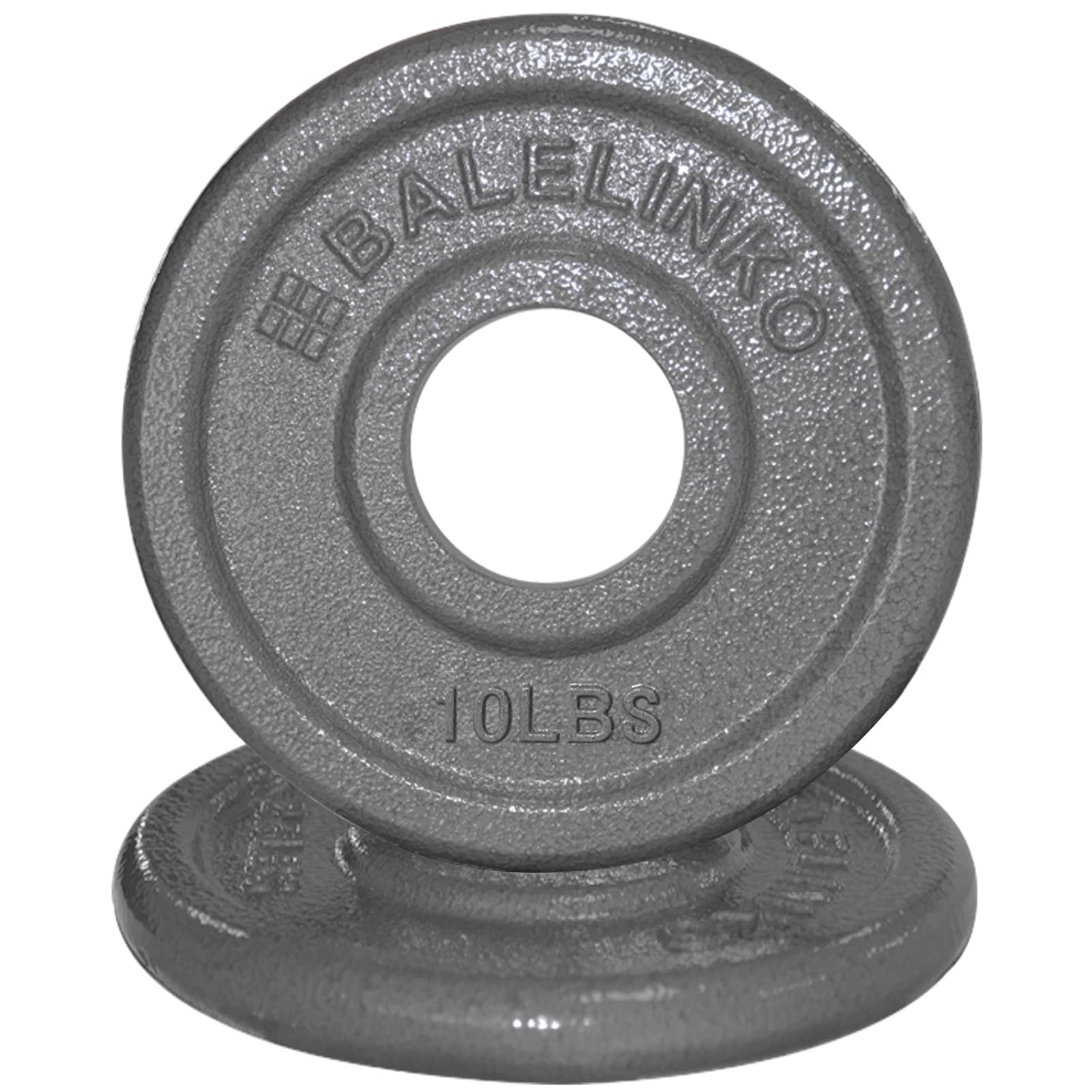 BalelinkoCast Iron 2-Inch Olympic Grip Plate Weight Plate for Strength Training, Weightlifting and Crossfit, Set of 2, 10LB, Gray