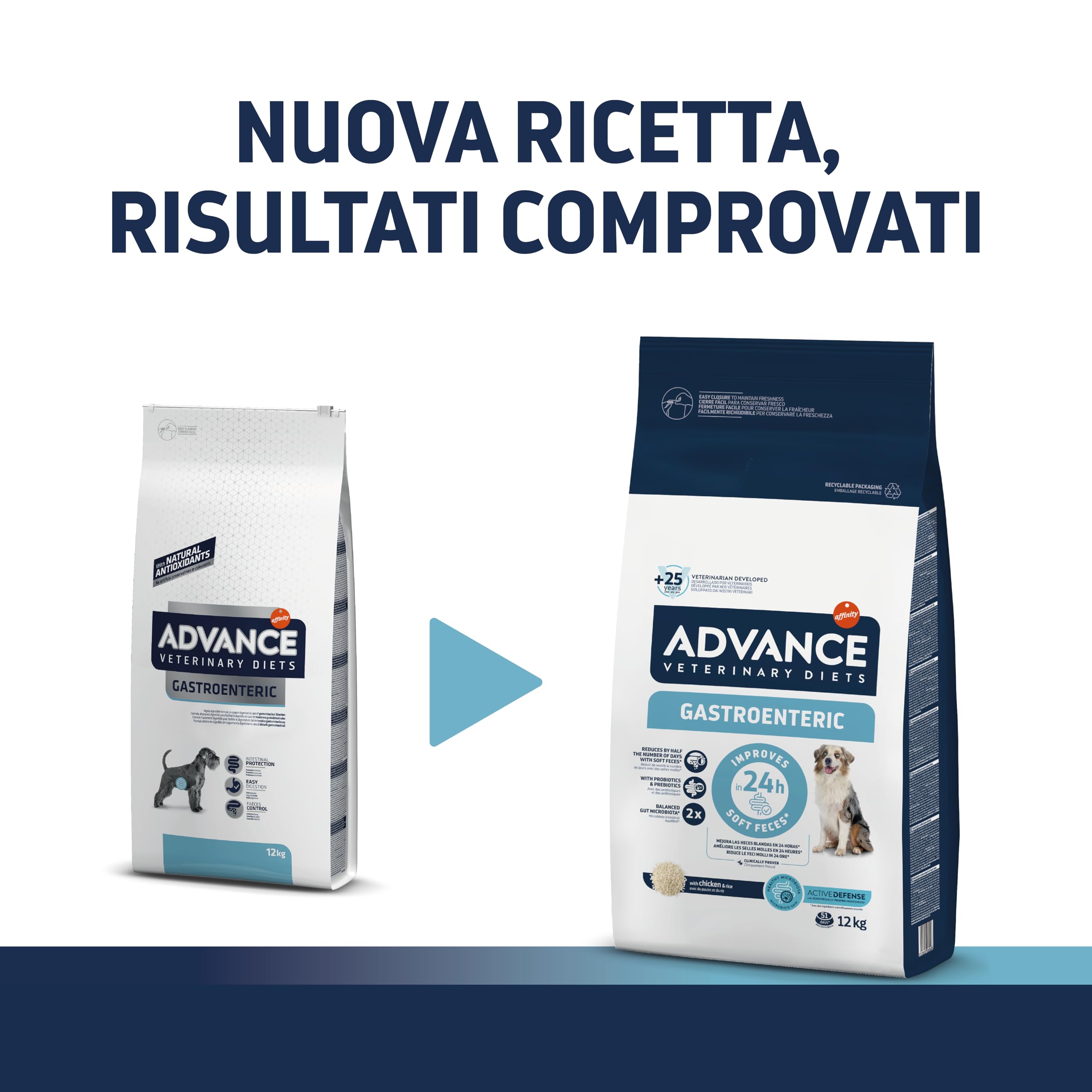 Advance Veterinary Diets 1 Gastroenteric Cibo per Cani, 12 kg (Confezione da 1), 12000 unità