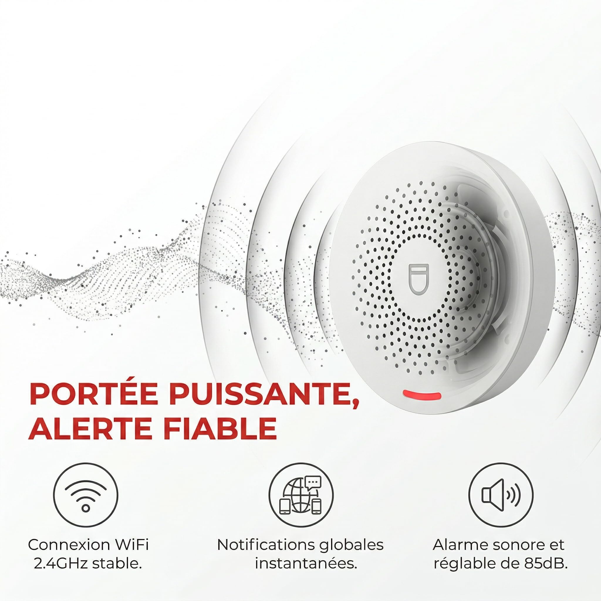 Bracelet Alarme Personne Agee avec WiFi – Utilisation sans Abonnement, Étanche IP55, Alarme Interne avec Notification Via Application, Volume Réglable (Pack de 4 Produits)
