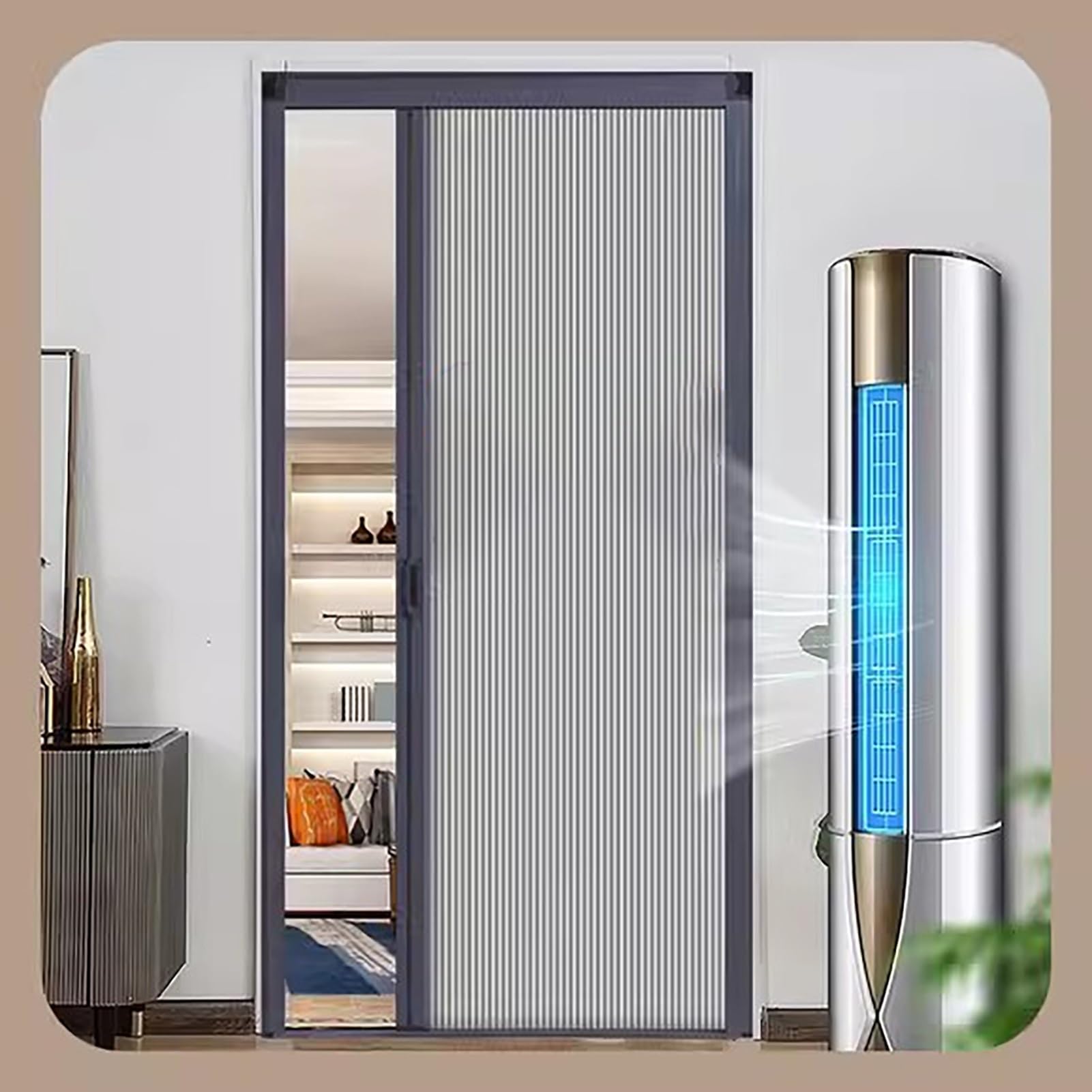 Jievmrs Adjustable Grey Folding Door Aluminium Frame Sliding Room Divider Honeycomb Fabric for Motorhome/Garage Custom Fit Interior Door (32 x 79)