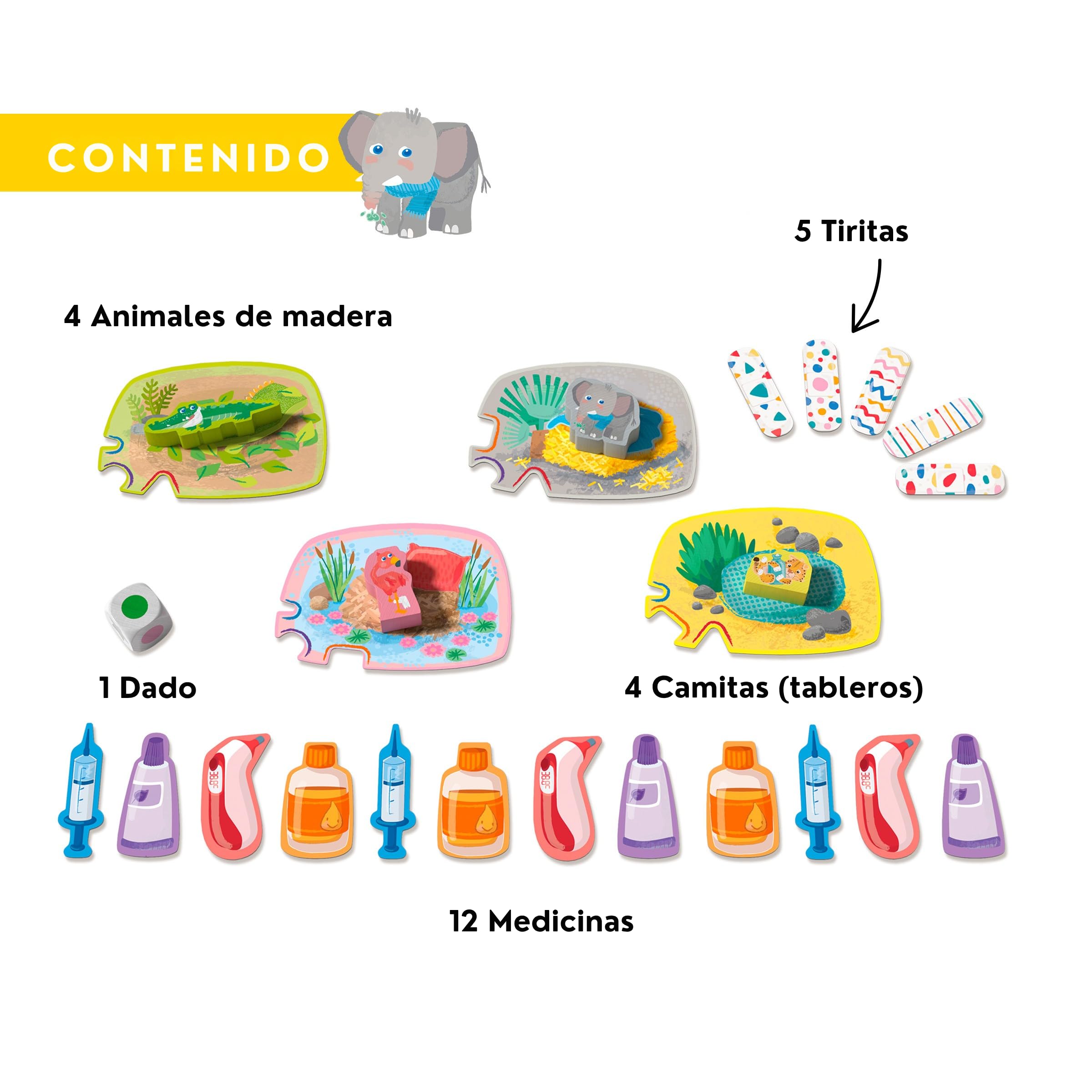 HABA 2011719004 - Mis Primeros Juegos - Hospital Animal, Juego Infantil de Mesa cooperativo y de asignación. Más 2 años