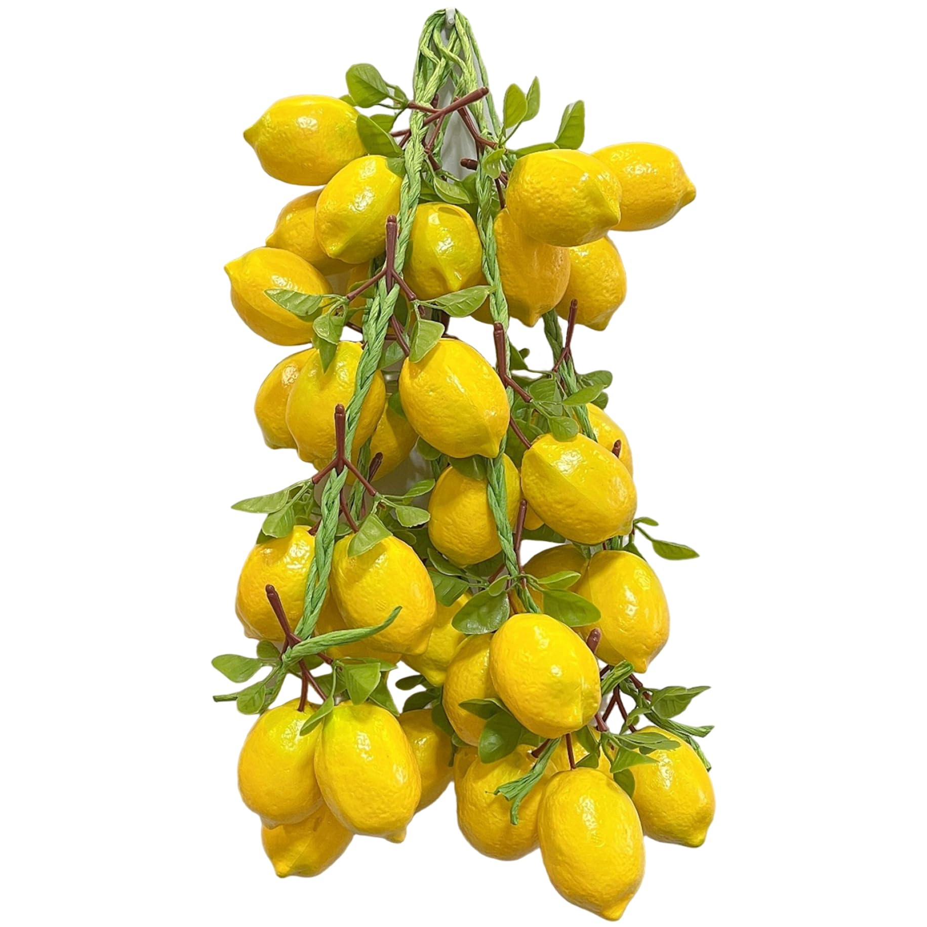 Qoidrfofse 4Pcs Lemon Garland, 55cm Artificial Plastic Lemons String That Look Real, Lifelike Fruit Hanging Ornament for Home Kitchen Farm Party Wall Decoration