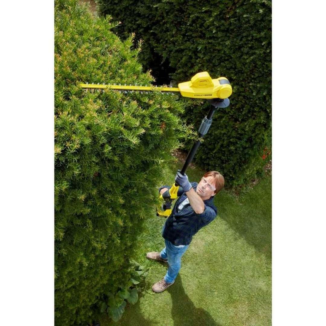 STANLEY FATMAX SFMCPH845M1-QW, nożyce do żywopłotu z akumulatorem litowym, długość ostrza 45 cm, obrotowa głowica, ergonomiczny uchwyt 18 V 4,0 Ah, kolor żółty