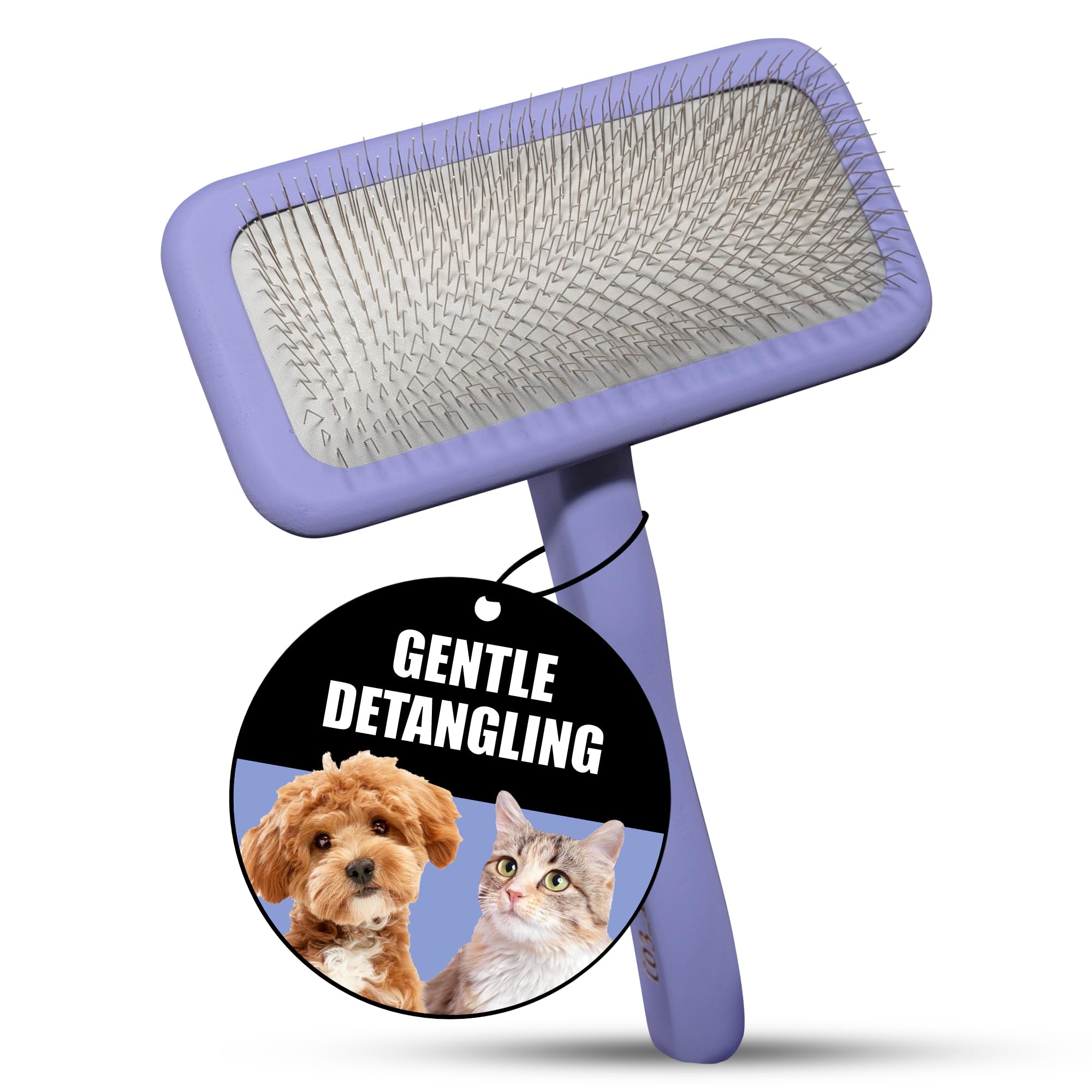 Tauro Pro Line Slicker Brush for Dogs & Cats, Deshedding, Dematting & Detangling Grooming Tool for Medium to Long Coats, Ideal for Retrievers & Maine