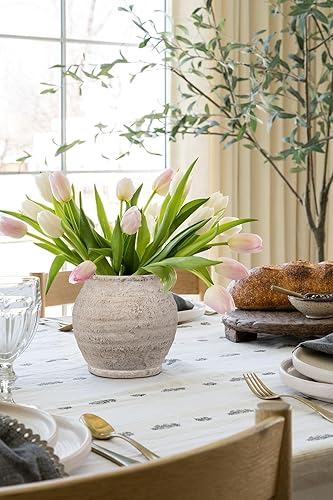 Miniatura 6 de Briful Jarrón rústico de cerámica grande de 6.1 pulgadas, jarrón con textura vintage desgastado, 4.72 pulgadas de boca ancha, jarrones de cerámica