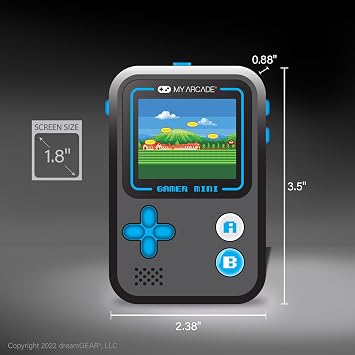 My Arcade Gamer Mini Classic-Blue: Miniature Handheld Gaming System Packed with 160 Games, 1.8 Color Display (DGUN-3926)