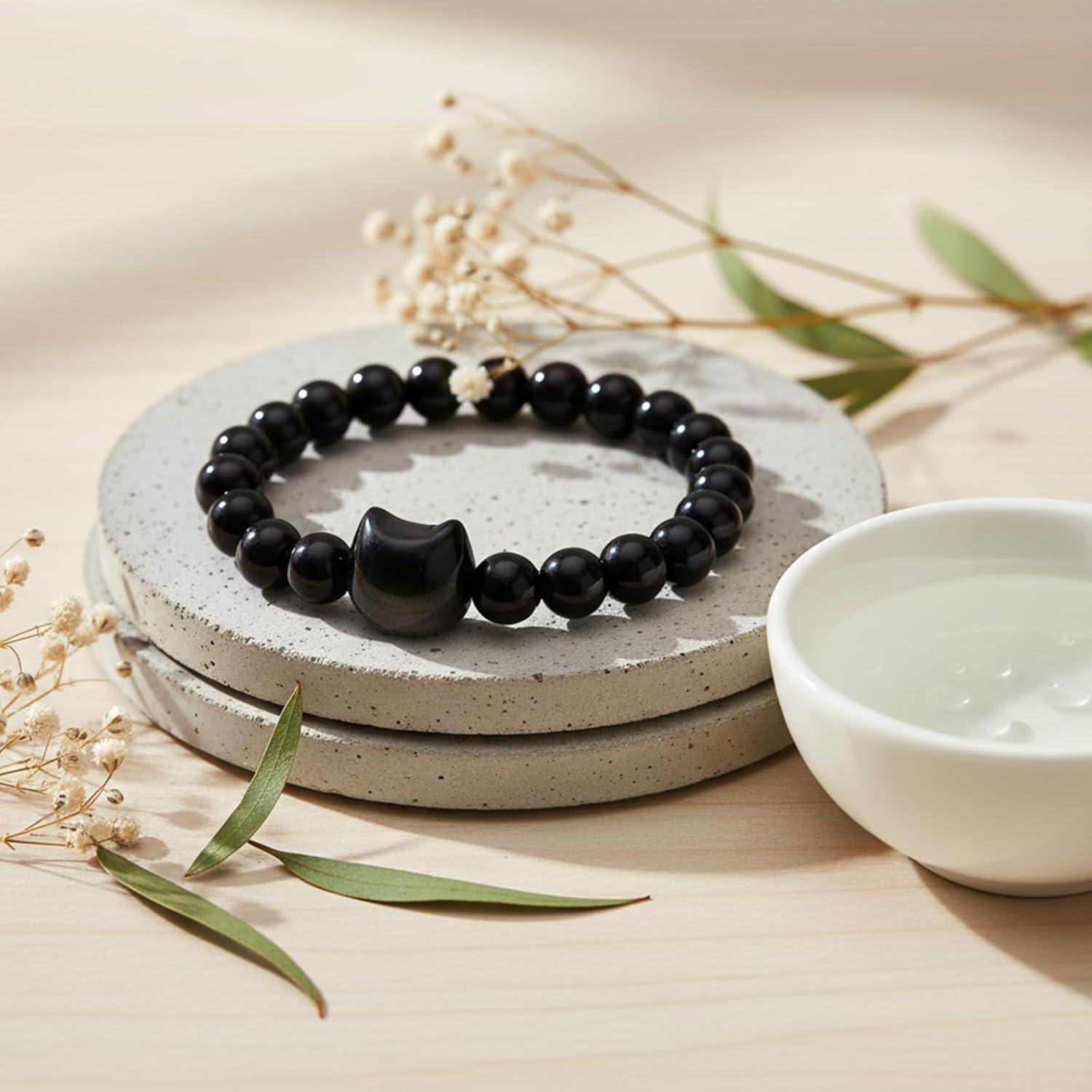 1Pcs Prosperity Bracelet Cat Design, Money Attraction Obsidian Beaded Bracelet, Cats Bracelets for Women, Wealth Prosperity Abundance, Spiritual Jewelry, Good Luck Charm Cat Lover Stuff - Image 4