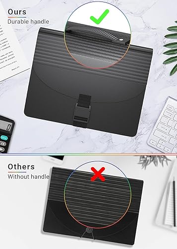 Miniatura 4 de TOPCJ Organizador de archivos de 25 bolsillos con mango de plástico, carpetas de archivos expandibles para recibos, papel, documentos, pestaña