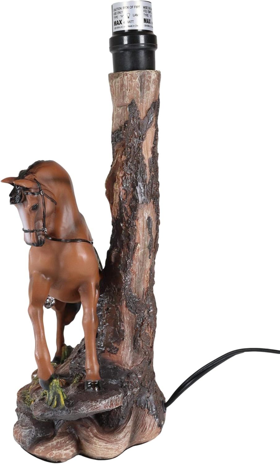 Ebros Equestrian Beauty Western Cowboy Chestnut Brown Horse Stallion with Saddle Strolling by Tree Outpost Desktop Side Table Lamp with Printed Silhouette Shade Rustic Home Decor Lighting Accent