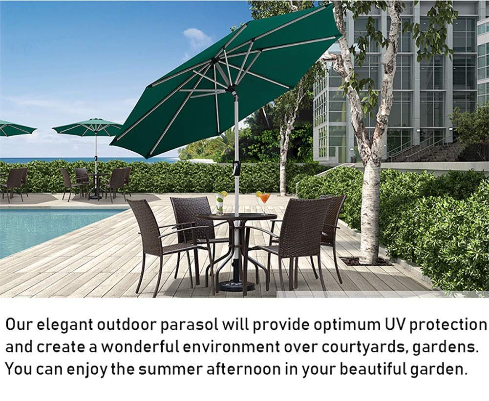 Parasol ogrodowy,Parasole Green Garden Patio Parasol stołowy z pochyleniem i korbą, idealny na podwórko, targ imprez komercyjnych na plaży, kemping, basen Przenośny parasol